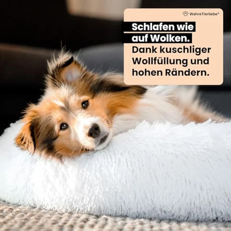 Wahre Tierliebe Hundebett Fluffy Wolke - Das Original, mit waschbarem Bezug, Flauschiges Hundebett für große, mittelgroße & kleine Hunde – Bild 4