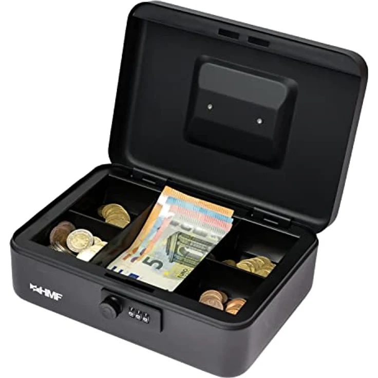 HMF 20017-02 Geldkassette abschließbar mit Zahlenschloss | 25 x 18 x 8,5 cm | Schwarz – Bild 5
