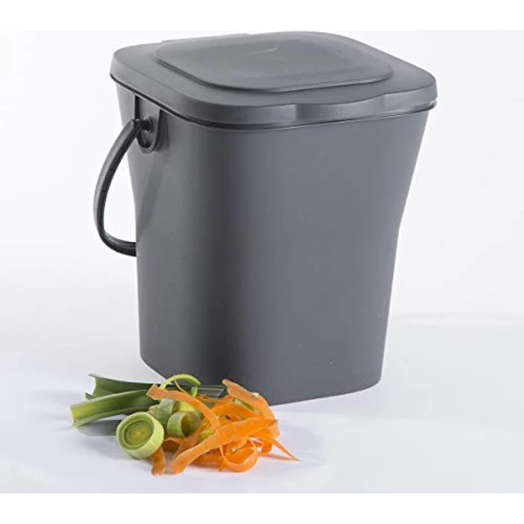 EDA 13119 G Kompakteimer 6 l mit Deckel, Polypropylen, Grau, Maße 24,8 x 23,8 x 24,3 cm – Bild 3