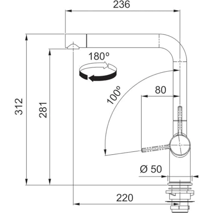 FRANKE Active L, Küchenarmatur mit hohem Auslauf, 180° Schwenkbereich, Wasserspar-Kartusche, EasyInstallation – Bild 2