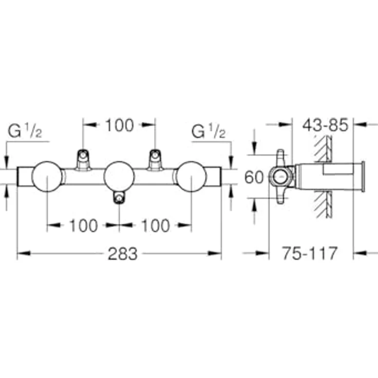 GROHE Zweihand Unterputz-Universal-Einbaukörper 1/2", Wandeinbau für 3-Loch Wandmischer, Mehrfarbig, mit Dichtmanschette – Bild 4