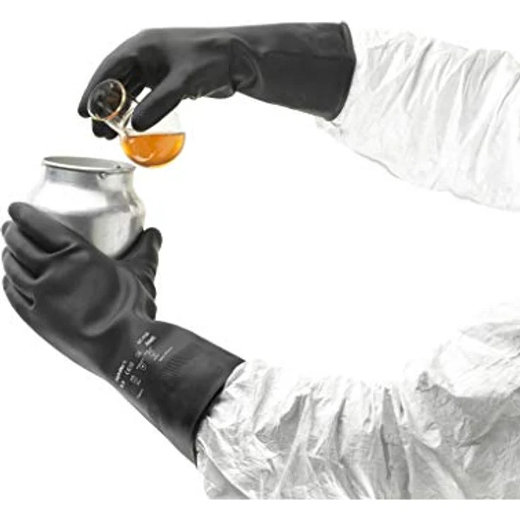Comasec & Marigold Ansell Black Heavyweight G17K / 9.5 Naturgummilatexhandschuh, Chemikalien und Flüssigkeitsschutz, Größe 9,5, Schwarz (12 Paar pro Beutel) - Preisvergleich – Bild 5