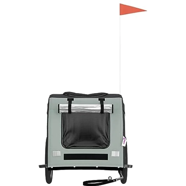 vidaXL Fahrradanhänger für Hunde, Hundeanhänger mit Reflektoren Flagge, Hundetransporter Maximale Belastbarkeit 45kg, Grau Schwarz Oxford-Gewebe Eisen – Bild 5