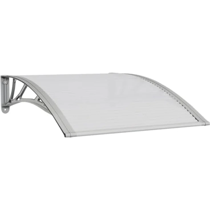vidaXL Markise Türvordach Grau und Transparent 100x75 cm Polycarbonat (1-St) - Wetterfestes Vordach aus langlebigem Polycarbonat - Preisvergleich – Bild 3