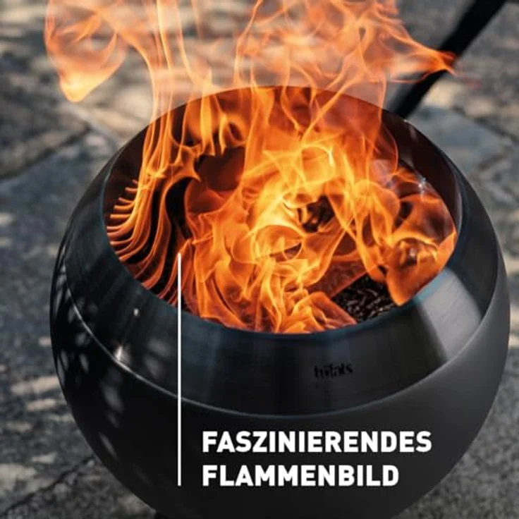 höfats Moon 45 All Black, Feuerschale mit niedrigem Fuß, raucharmer schwarzer Feuerkorb mit Holzvergaser-Technologie und 360°-Luftzirkulation, ⌀ 45 cm – Bild 5