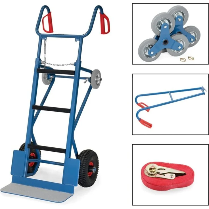 Fetra Gerätekarre 400 kg, Schwerlast Transportsystem mit auswechselbarer Bereifung, blau RAL 5007
