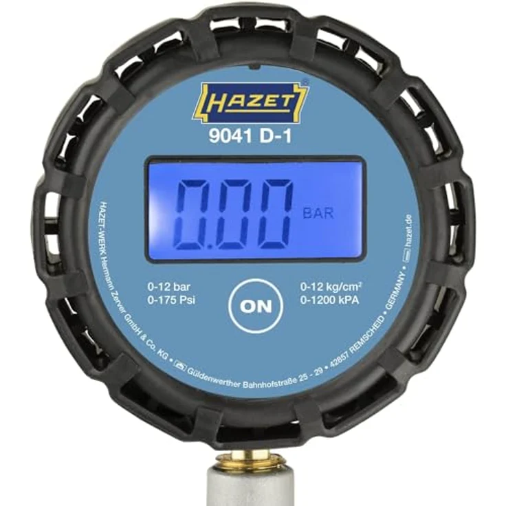 Hazet Reifenfüll-Messgerät (Beleuchtete, digitale Anzeige, Manometer-Durchmesser: 65 mm, Messbereich: 0-12 bar) 9041D-1 – Bild 4