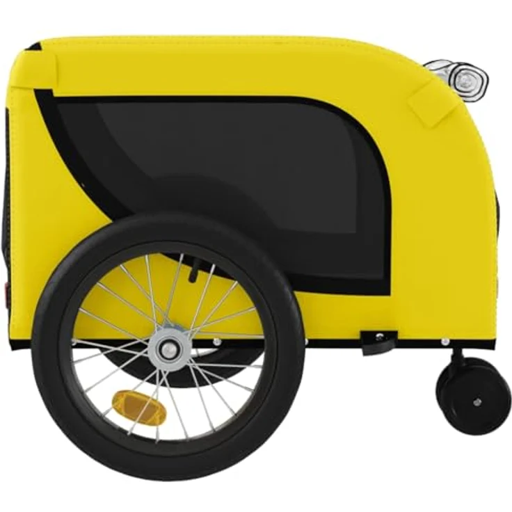 vidaXL Hunde-Transportbox Fahrradanhänger Gelb und Schwarz Oxford-Gewebe & Eisen, Reflektoren und Flagge für sicheres Fahren – Bild 6