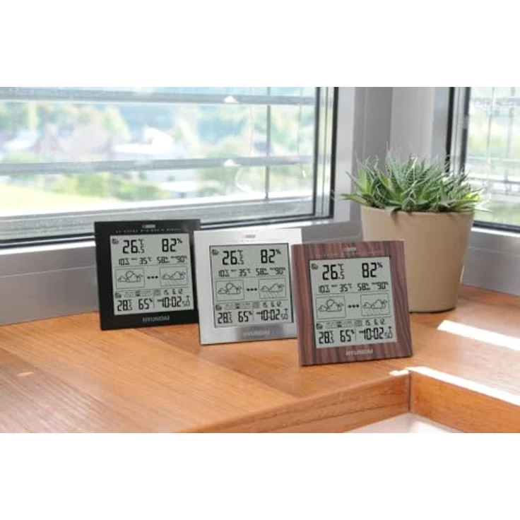 HYUNDAI Wetterstation WS 2244 W, Innen- und Außentemperatur, Luftfeuchtigkeit, Wecker, DCF 77 Funksignal, kabelloser Betrieb – Bild 4