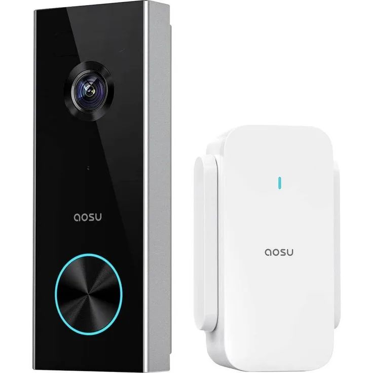 Aosu Video-Türsprechanlage Asou Video Doorbell Pro AOS-V8P2.WAEU01000, WLAN Komplett-Set, Grau/Weiß