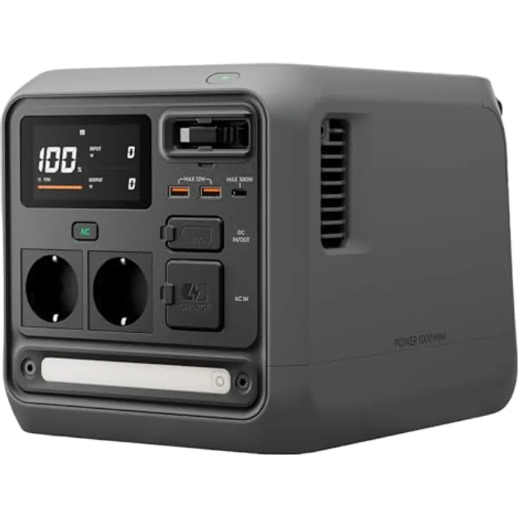 DJI Power 1000 Mini, Powerstation mit 1008 Wh, 1000W Leistung, integriertem MPPT & 400W Kfz-Ladegerät