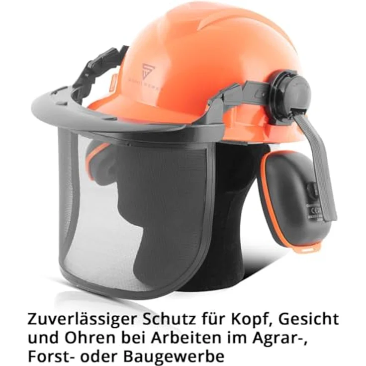 STAHLWERK FH-100 ST Forsthelm, Kopfschutz mit Visier und Gehörschutz, EN397 EN352 EN1731, atmungsaktives Stirnpolster, für Agrar-, Forst- und Baugewerbe – Bild 3