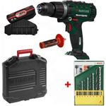 PARKSIDE 20V Schlagbohrschrauber PSBSA 20-Li C3 Akku 2 Ah+ Bohrer Set, kraftvoller Motor, 2-Gang-Getriebe, LED-Arbeitsleuchte