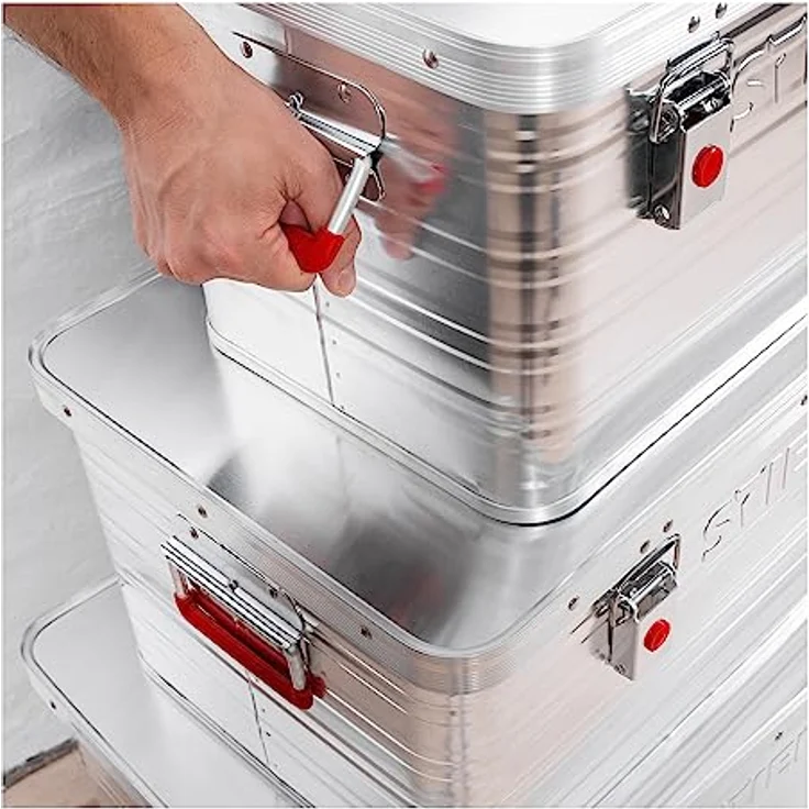 Stier Alubox, Werkzeugkoffer mit stabiler Verarbeitung für Aufbewahrung und Transport, silber – Bild 2