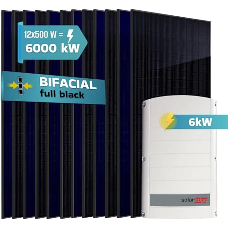 SUNNIVA 6 kW Solaranlage SE6K, 12x 500 W Bifacial Fullblack Module mit dreiphasigem Wechselrichter – Bild 2