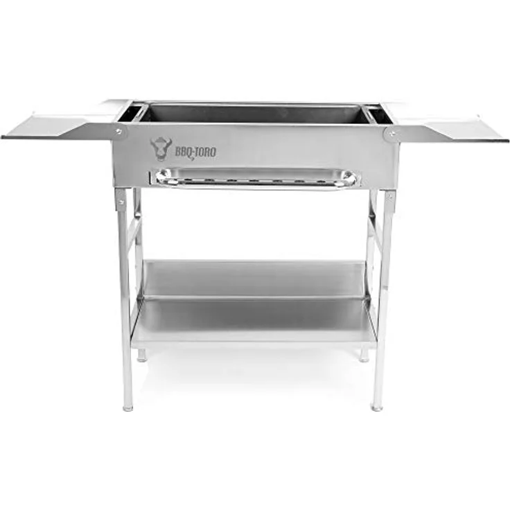 BBQ-Toro Grilltisch mit elektrischem Spiessdreher und Grillrost | Edelstahl Grill mit Drehspiess Aufsatz 9 Spießen Grillrost und Motor | mit Netzstecker und USB – Bild 2