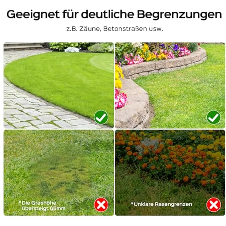 YARDCARE V100 Mähroboter, kabellos mit Vision-Navigation, 150 Hinderniserkennung, 4,0 Ah Akku, Schwebende Messerscheibe, inklusive Ersatzklingen – Bild 7