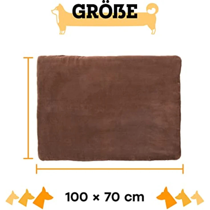 vitazoo Haustiermatte in braun in 70 x 100 cm, isoliert und leicht gepolstert – Tierdecke für Hunde und Katzen, ideal zum Mitnehmen und Transportieren, Unterseite rutschfest – Bild 2
