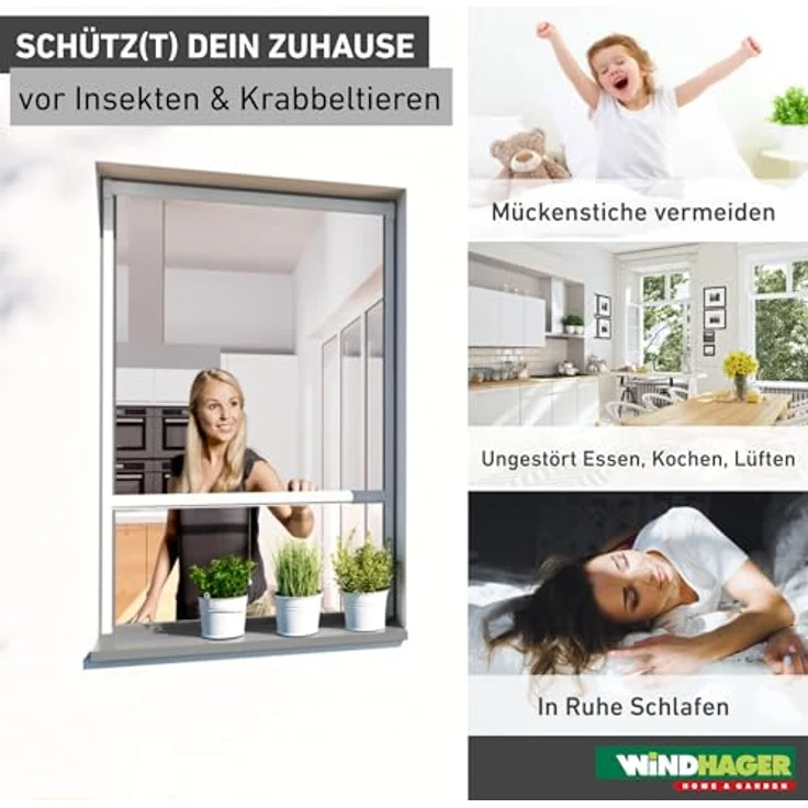 Windhager Insektenschutzrollo PLUS, transparent, verschraubt, reißfestes Fiberglasgewebe, BxH: 130x160 cm – Bild 2