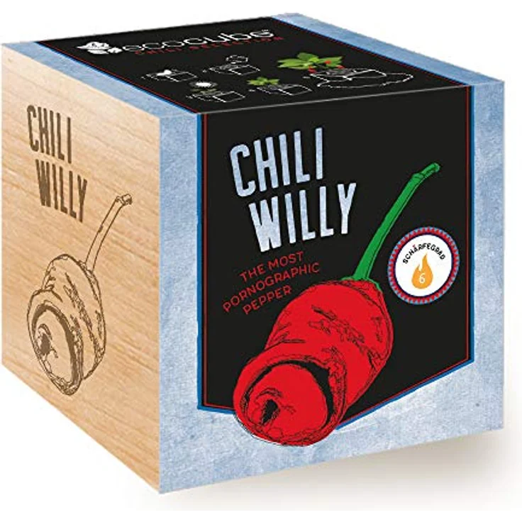 Feel Green Ecocube Chili Willy, Anzuchtset für Peter Pepper Chilis im natürlichen Holzwürfel, Made in Austria – Bild 1
