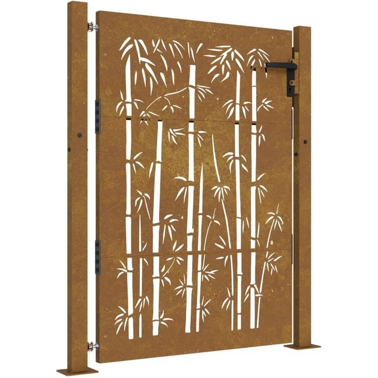 vidaXL Gartentor 105x130 cm Cortenstahl Bambus-Design, Rostig