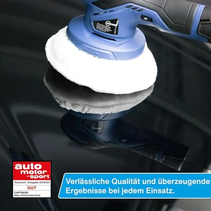 Cartrend Akku-Poliermaschine, Ø 150 mm, 12V mit exzentrischer Rotationsbewegung und 12V 2000mAh Li-Ion Batterie – Bild 5