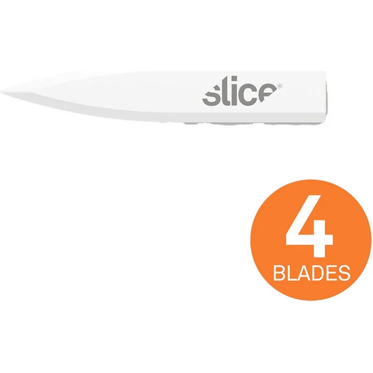 SLICE Cuttermesser 10532, Keramische Ersatzklingen dolchförmig, 4er Set, finger-friendly® Sicherheitsfeature – Bild 1