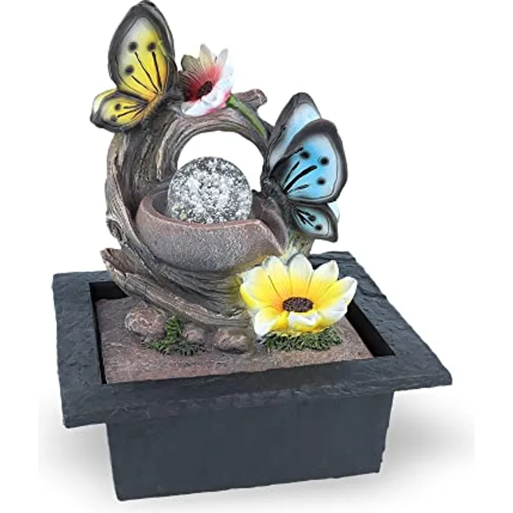 Zimmerbrunnen MOTIV mit LED Beleuchtung Schmetterling