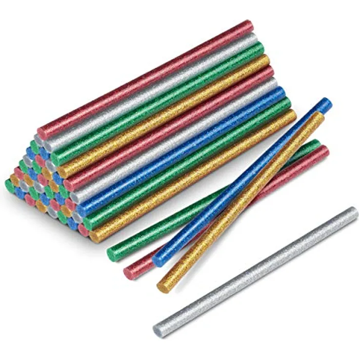 TROTEC 50 Stück Heißklebestifte 7mm Glitzer - Klebstoff für 7mm Heißklebepistole Heißkleber Sticks Klebestifte