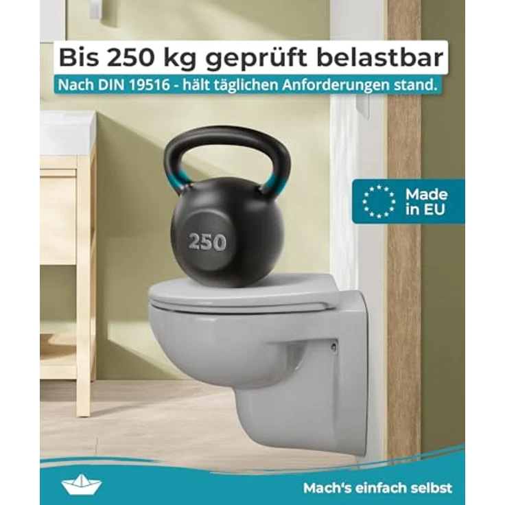 Calmwaters WC Sitz Premium Manhattan-Grau, Absenkautomatik, antibakteriell, abnehmbar, Duroplast, 250 kg Tragkraft, Modell 26LP6140 – Bild 5