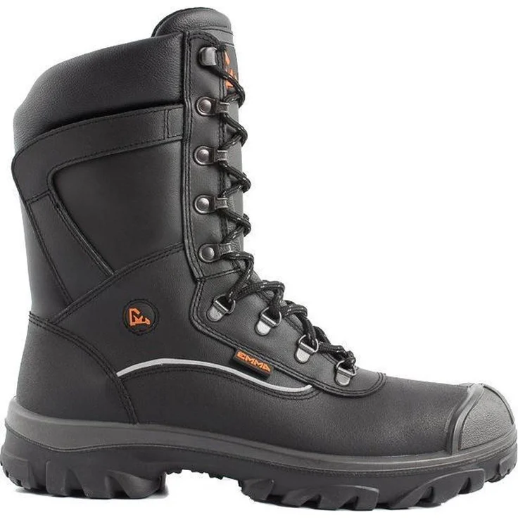 Emma Safety Footwear Fornax Extra hoch S3, Sicherheitsschuhe mit Stahlkappe, griffiger Nitrilkautschuksohle, Größe 43, schwarz