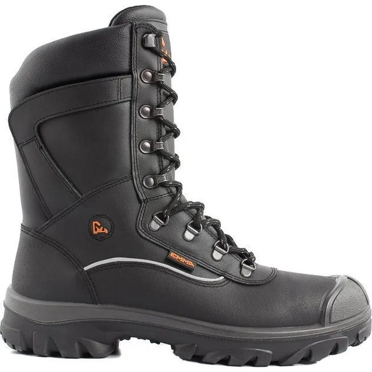 Emma Safety Footwear Fornax Extra hoch S3, Sicherheitsschuhe mit Stahlkappe, griffiger Nitrilkautschuksohle, Größe 43, schwarz