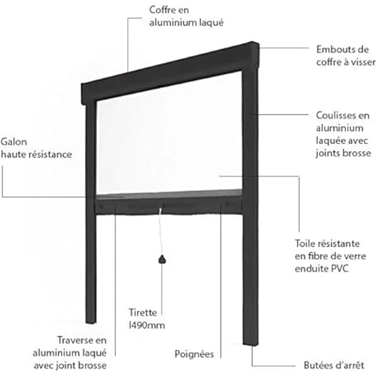 AvosDim.com Insektenschutzrollo Fenster & Tür Aluminium – Luxus, extrudiert und pulverbeschichtet in verschiedenen Farben – Bild 4