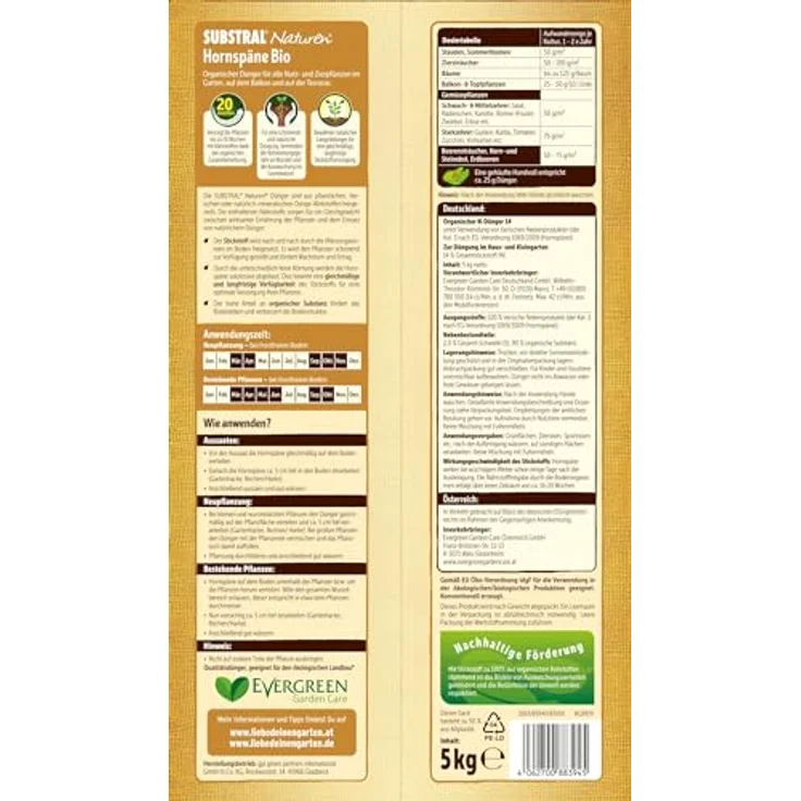 Substral Naturen Bio Hornspäne, 5kg Organischer Dünger, Nährstoffreich und Chloridarm für Garten und Balkon, grün – Bild 2