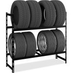 relaxdays Schwerlastregal Reifenregal für 8 Reifen, 1-tlg., Schwarz, Stahlregal mit individuell anpassbaren Ebenen