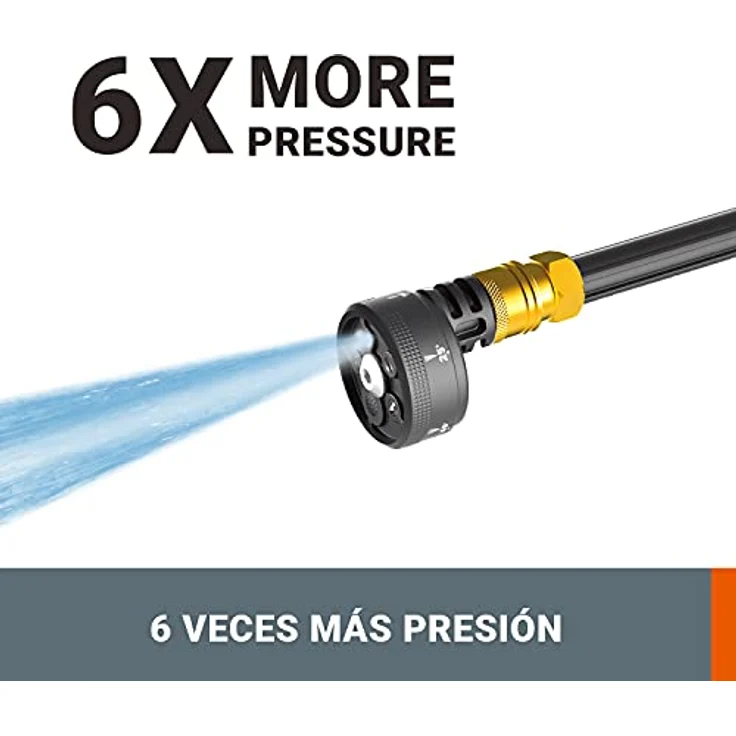 Worx WG630E.9 Akku Hydroshot 20V Mobiler Hochdruckreiniger inkl. 6m Schlauch, Verlängerung für Lanze, Flaschenadapte, Schnellverbinder-Ohne Akku und Ladegerät, 20 V, Schwarz, Orange – Bild 4