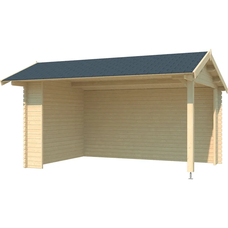 LASITA MAJA Gartenhaus Unterstand/Lounge San Diego 34mm, 445x389 cm, Fundamentmass 4250x3000, Naturbelassen