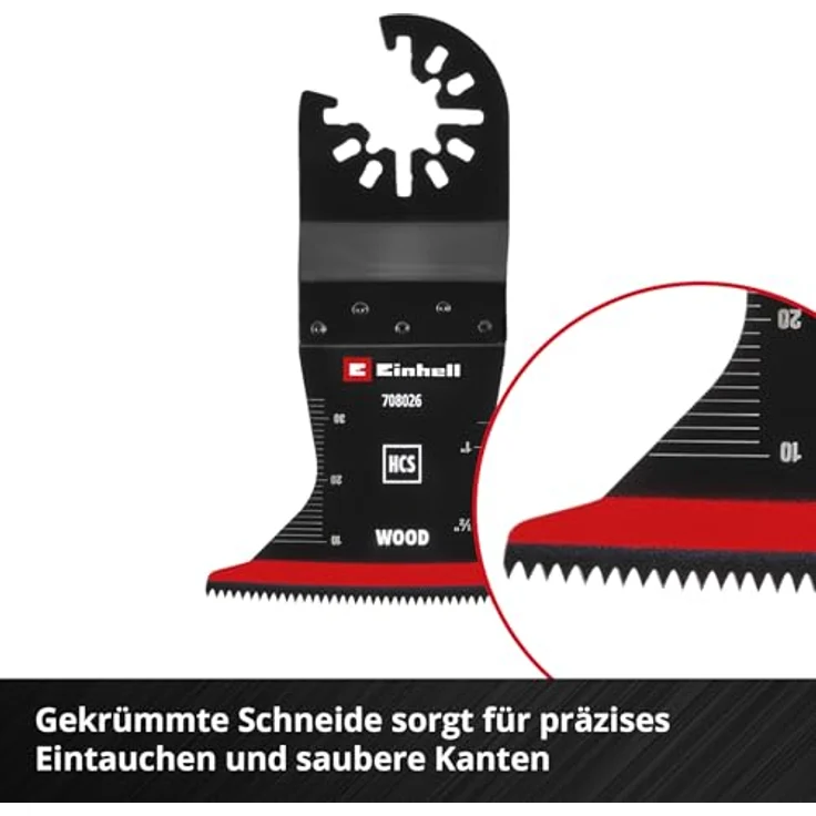 Einhell Tauchsägeblatt aus Kohlenstoffstahl, 65 mm Breite, 42 mm Eintauchtiefe, PTFE-Coating, gekrümmte Schneide, Schnellwechselfunktion für Hart-/Weichholz – Bild 4