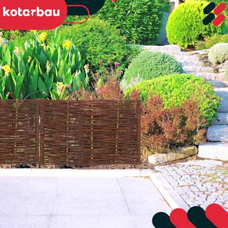 KOTARBAU® Weidenzaun Beetbegrenzung 60 x 40 cm, natürliche Holzpalisade zur Beeteinfassung in Braun, wetterfest und stabil für Garten und öffentliche Bereiche – Bild 2