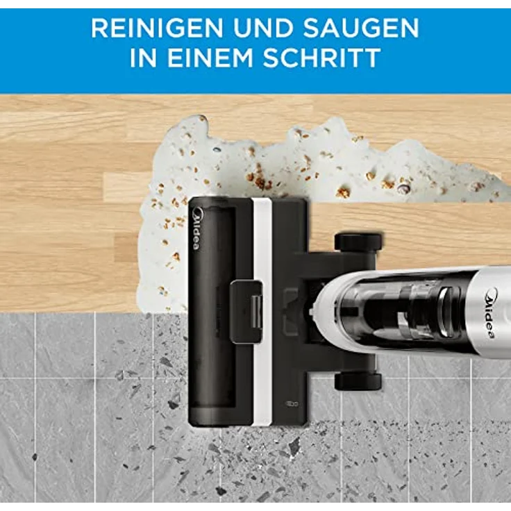 Midea X6 kabelloser Nass-Trocken-Staubsauger, 3-in-1 Smart Staubsauger Wischmopp, Staubsaugen/Wischen/Waschen, 35 Minuten Laufzeit, für Harte Böden - Preisvergleich – Bild 2