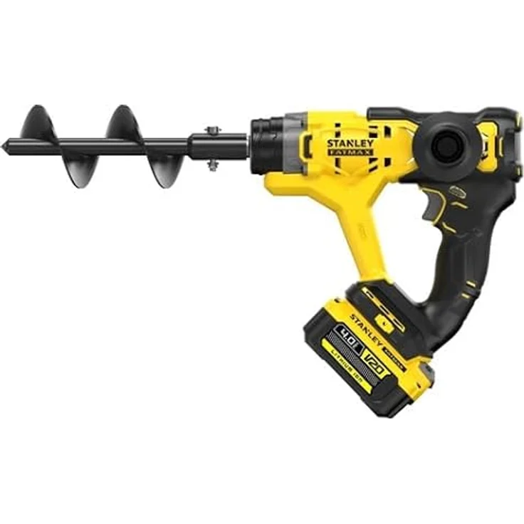 Stanley FATMAX V20, 18V Erdbohrer mit 4,0 Ah Li-Ion Akku, Ladegerät, ergonomischem Griff und Zusatzgriff – Bild 2
