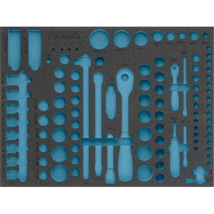 Hazet 2-Komponenten Weichschaum-Einlage für Art.Nr. 163-369/104, unbestückt, 519 x 392 mm, Ordnungssystem Größe 3/3+