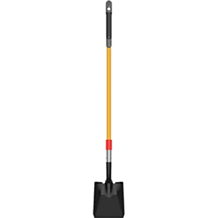 CATERPILLAR Quadratische Schaufel mit langem Fiberglasgriff, 122 cm, gehärteter Stahl, Softgrip-Griff