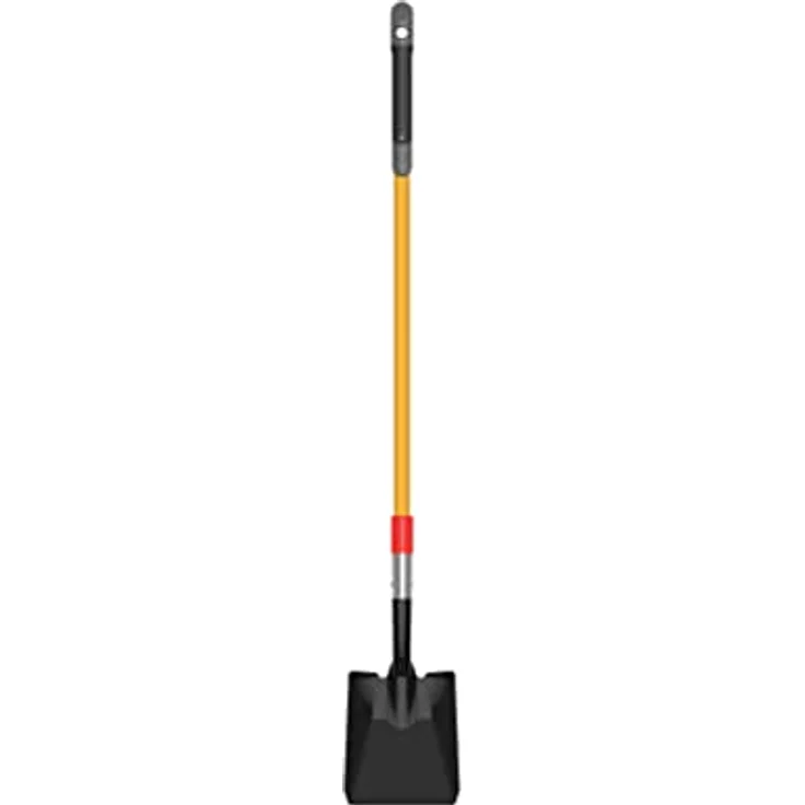 CATERPILLAR Quadratische Schaufel mit langem Fiberglasgriff, 122 cm, gehärteter Stahl, Softgrip-Griff