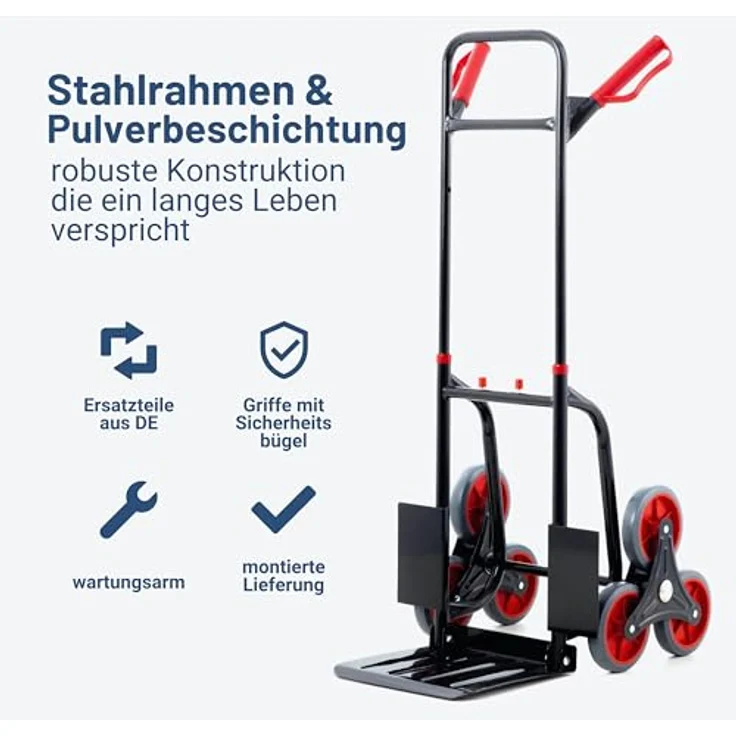 Pallit Treppensackkarre klappbar für 120kg DIABLO, Transportkarre aus Stahl, 3-Räder-System, blau – Bild 5