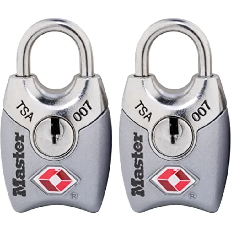 Master Lock 4689T TSA zugelassenes Schloss mit Schlüssel, 2 Stück, Farben können variieren