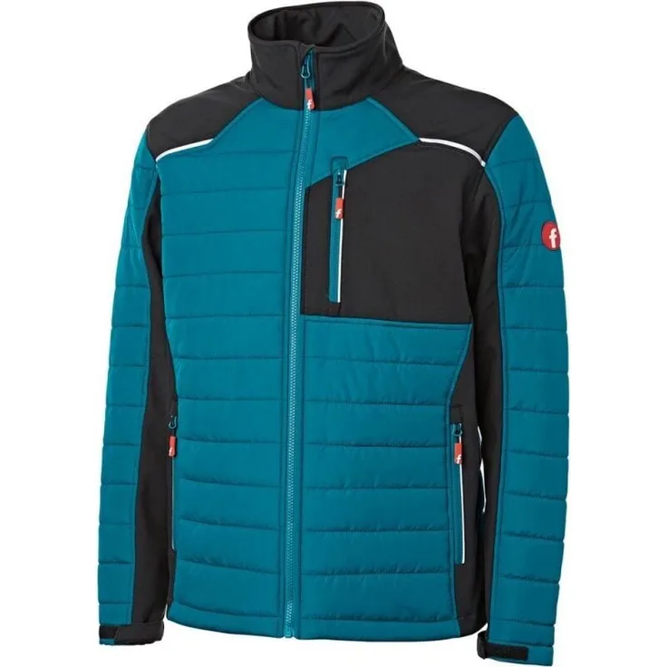 FORTIS Hybrid-Steppjacke petrol/schwarz, Arbeitsjacke mit Materialmix, dehnbaren Softshell-Zonen und verstellbaren Ärmelbündchen, Gr. 2XL