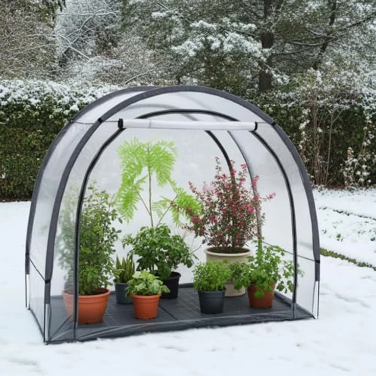 Ideoon GARDEN Robustes Foliengewächshaus und Überwinterungszelt, 175x186x84 cm, transparent, mit beidseitigen Türen für optimalen Pflanzenschutz und frostfreie Pflege – Bild 2