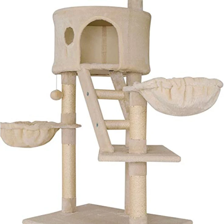lionto Kratzbaum XXL Kletterbaum Katzenkratzbaum Katzenbaum höhenverstellbar 230-250 cm, beige – Bild 3