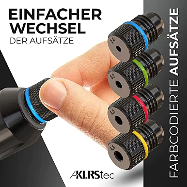 KLRS KLRStec® Professional Nietenzangen Set inkl. 120 Nieten und 4 HSS Bohrern – Hochwertige Popnietenzange in Schwarz – Bild 5